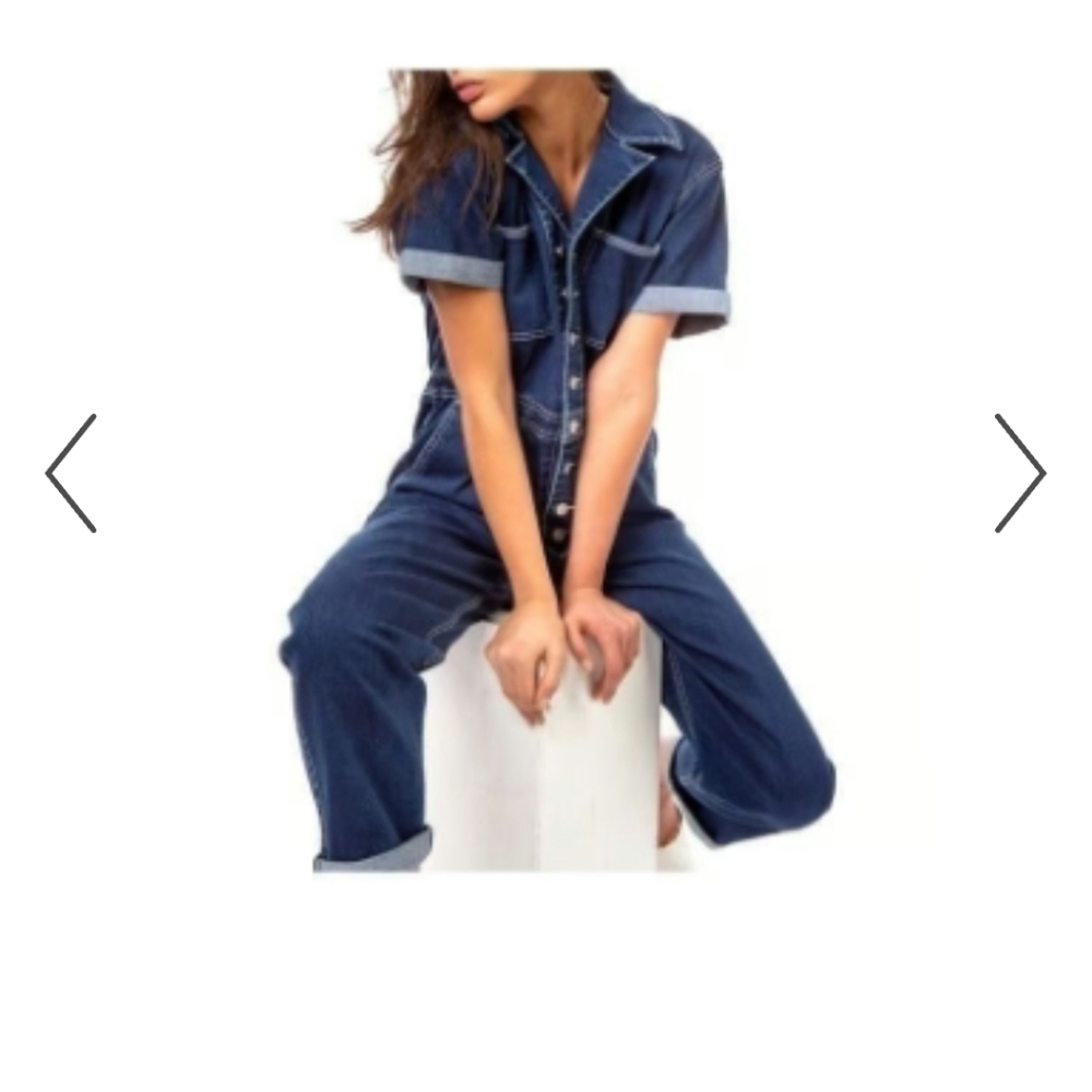 NWT! Vintage Jordache Cameron Denim Coverall Dark Wash Jeans Jumpsuit L 12/14